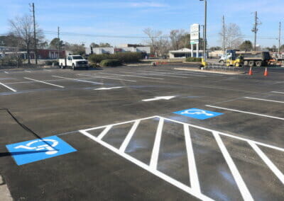 pavement markings for completed asphalt paving project