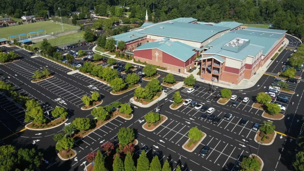 parking lot paving aerial view