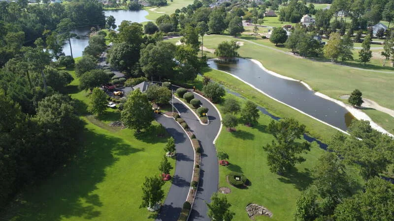 aerial view of golf course road paved by turner asphalt