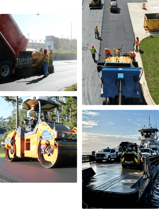 Collage of Turner Asphalt on jobsites