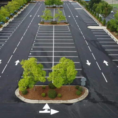 aerial view of parking lot paved by turner asphalt