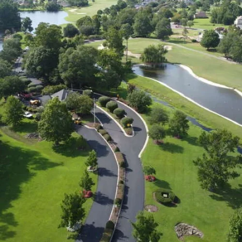aerial view of golf course road paved by turner asphalt