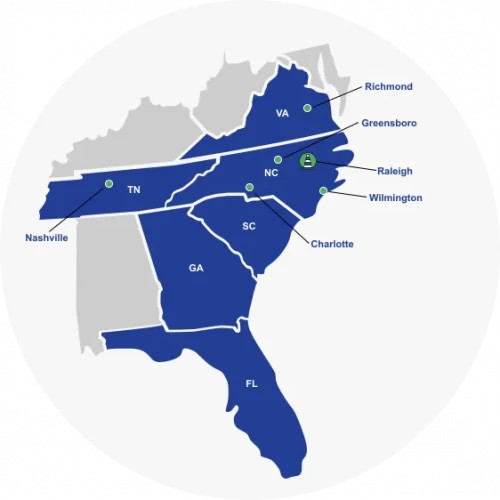 map of all service areas that turner asphalt operates within