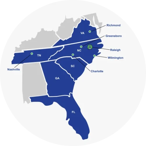 map of all service areas that turner asphalt operates within