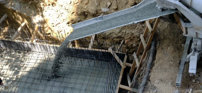 Concrete pouring on commercial job site