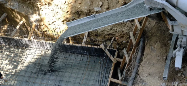 Concrete pouring on commercial job site