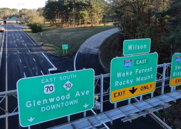 aerial view of highway signage in raleigh nc